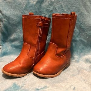 Brown tall leather boots